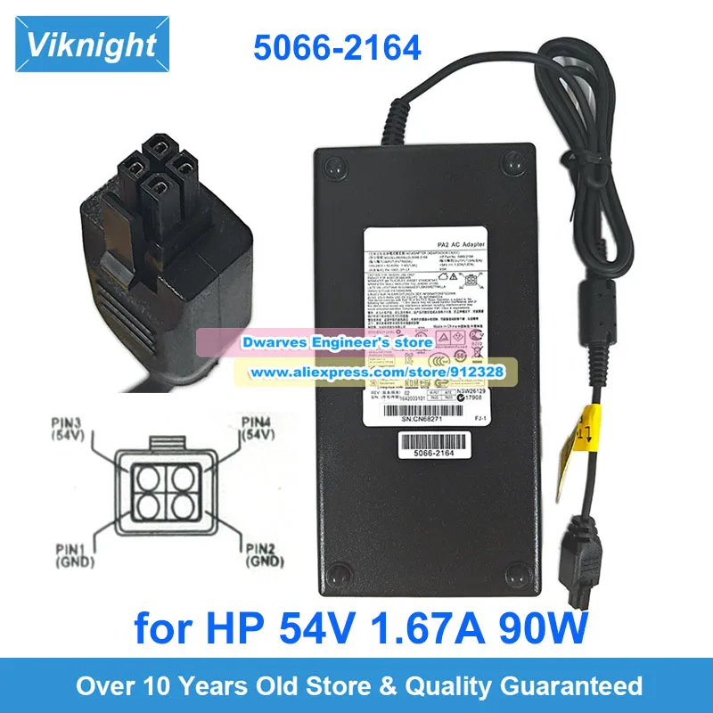 New 5066-2164 PA-1900-2P-LF AC Adapter 54V 1.67A Charger PA-1900-2P2 for HP Aruba 2530-8G-POE (J9774A) POE SWITCH 2930F J9982A