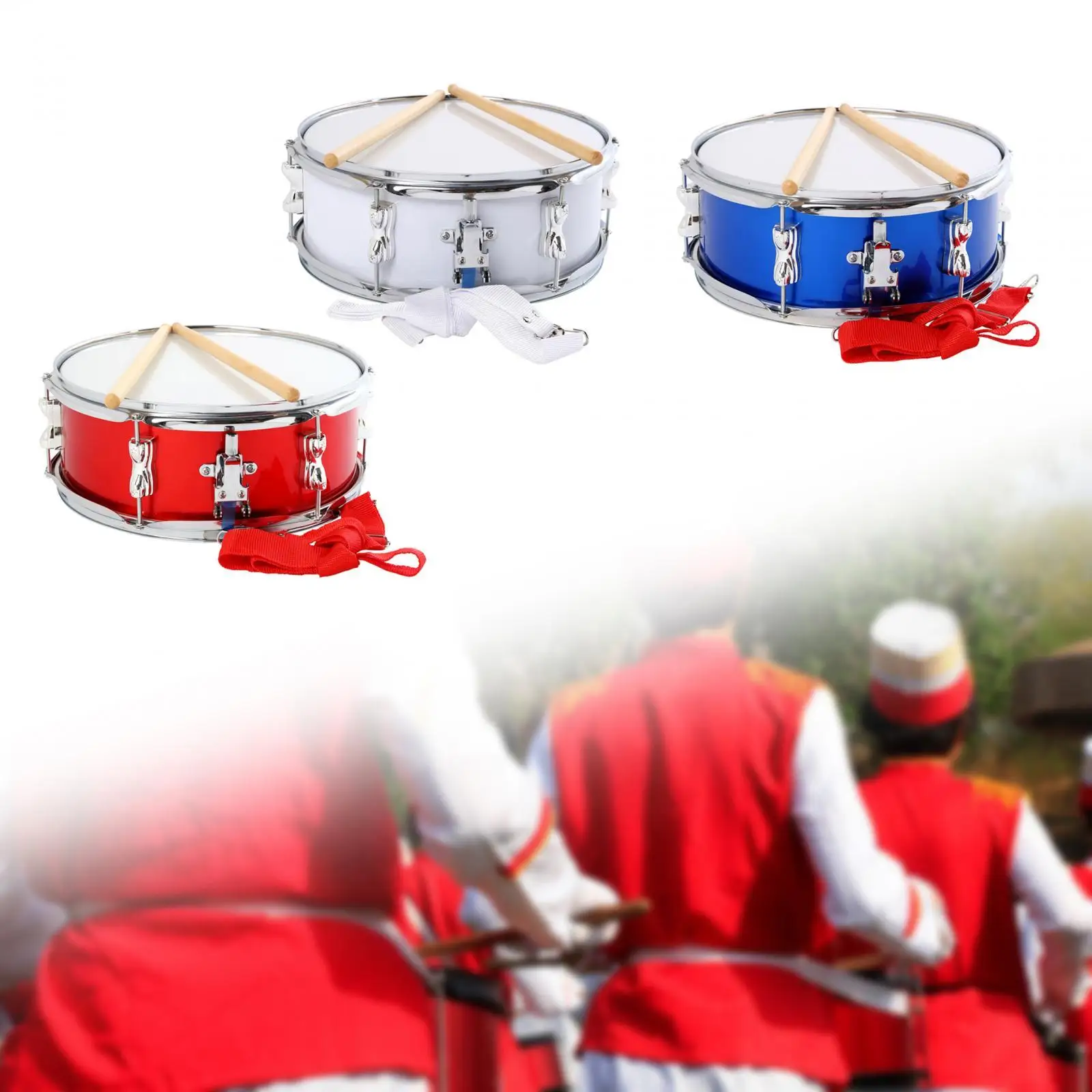 13inch Snare Drum with Sticks, Compact Percussion for Young Players