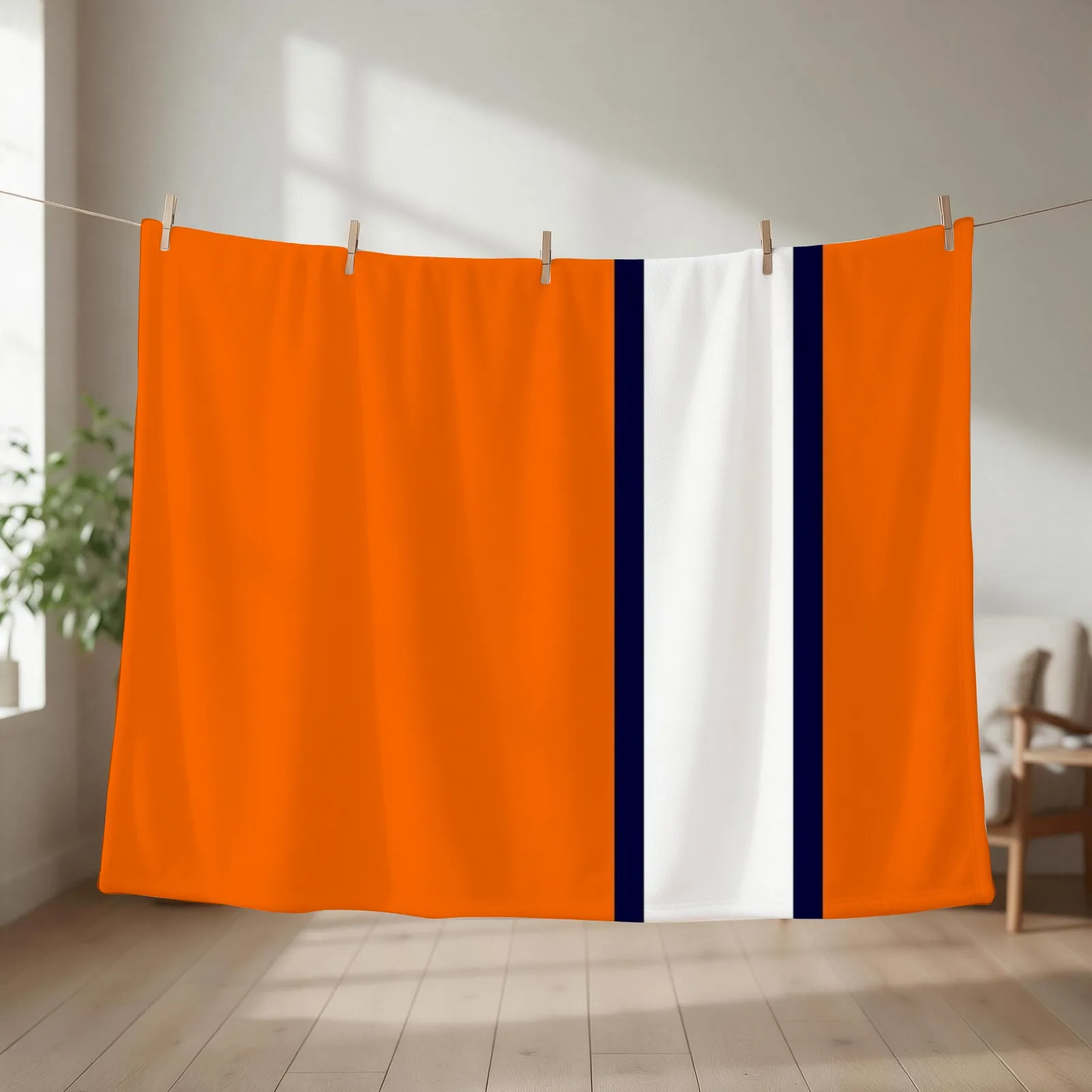 Luton Town Retro Away 1977 -78 Orange and White Navy Bars Throw Blanket blankets ands Luxury Soft Plaid Luxury St Blankets