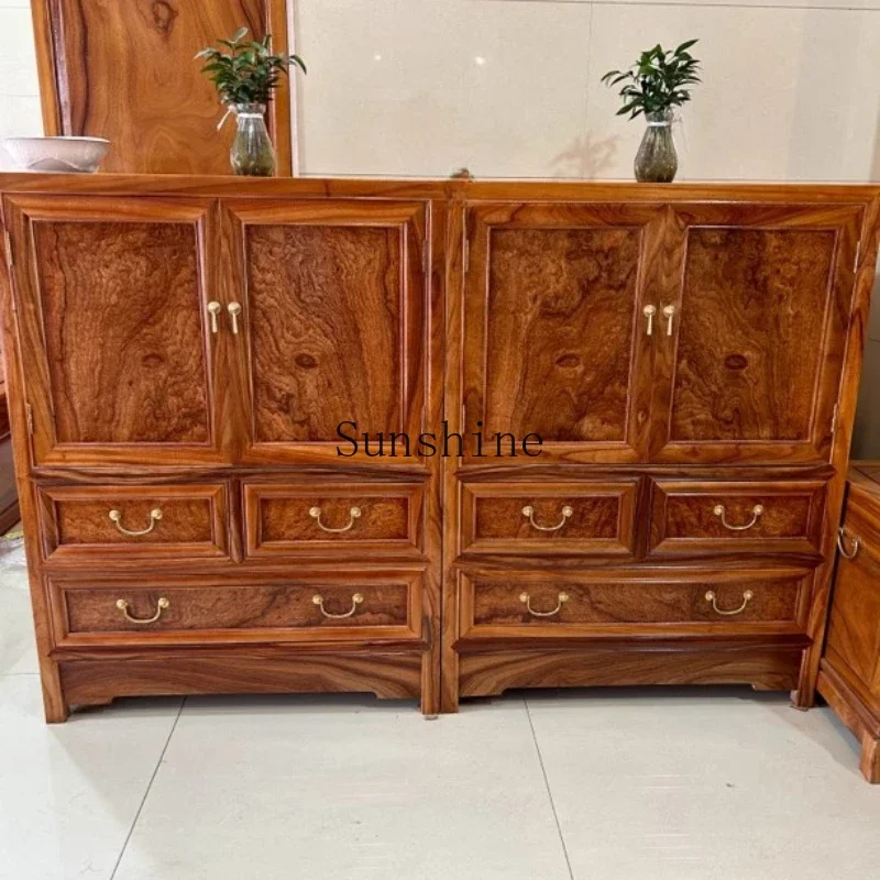 , fragrant camphor wood, two doors and three buckets storage cabinets, retro calligraphy and painting, clothing storageYY