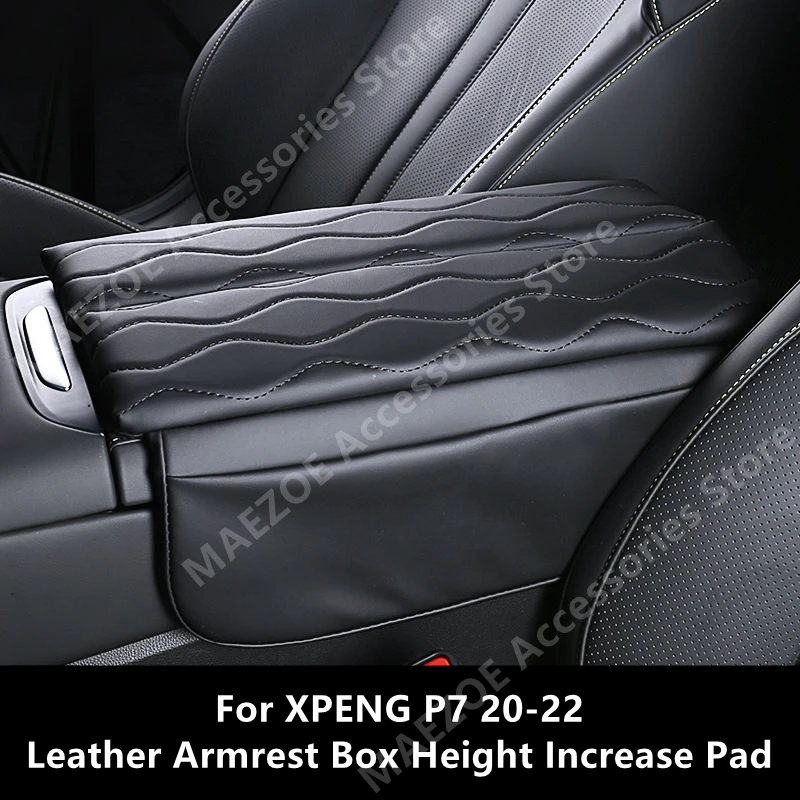 For XPENG P7 20-22 Leather Armrest Box Height Increase Pad,Car Interior Modification Protective Cover