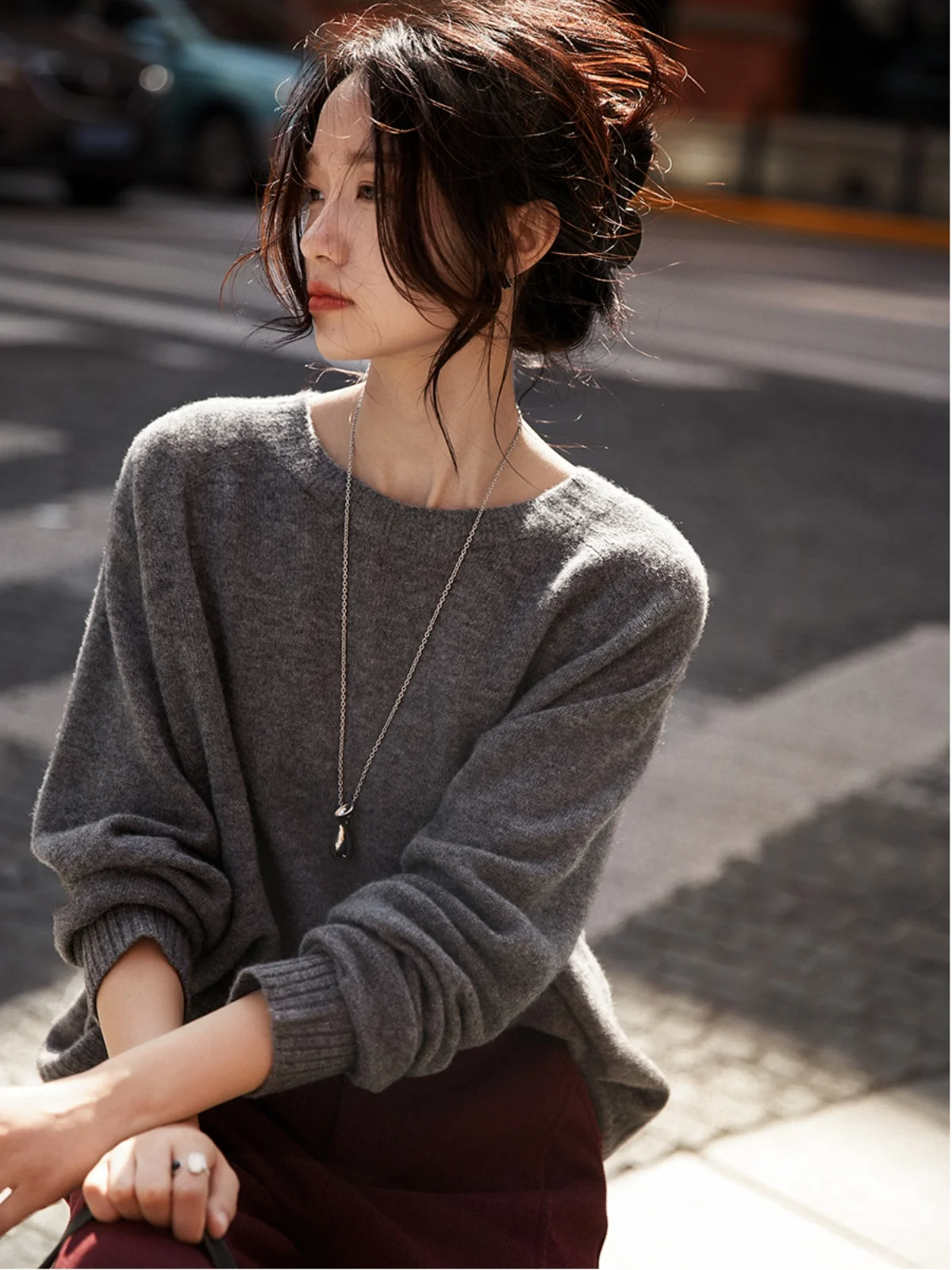 

Xhange Comfortable Skin-Friendly Sl One-Piece Wool Camere Knitted Sweater Winter New Arrival Women's Faion Top