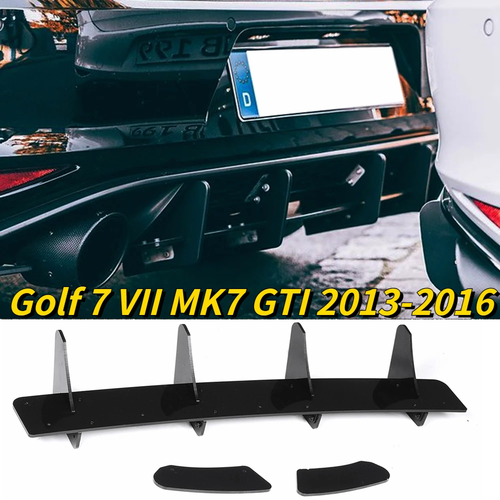 Glossy Black Car Rear Bumper 4 Fins Diffuser Rear Side Splitters Spoiler Lip For VW Volkswagen Golf 7 VII MK7 GTI 2013-2016 ABS