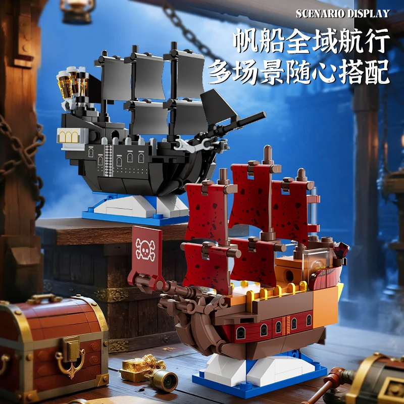 Mini piratenschip bouwstenen, de Black Pearl modelstenen, creatief STEM educatief speelgoedcadeau voor jongens en kinderen