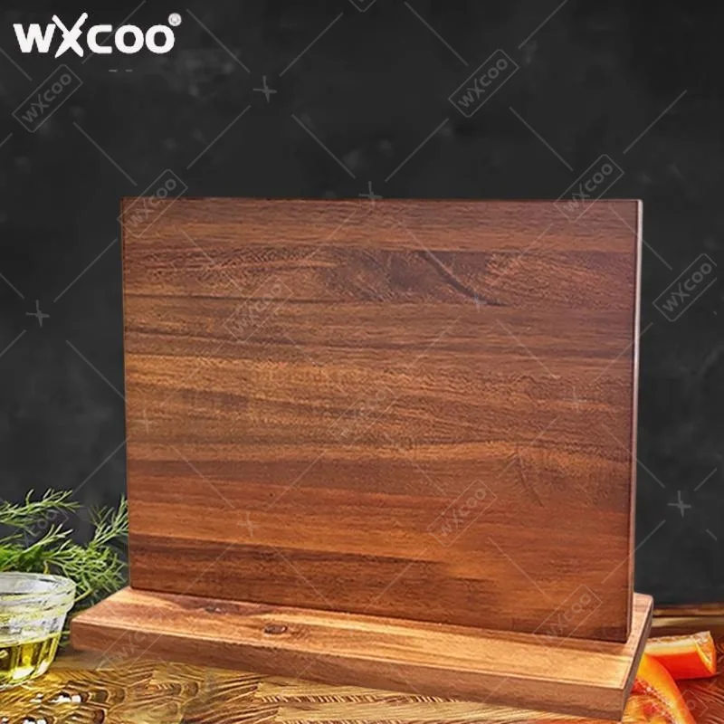 WXCOO Home Kitchen Magnetic Knife Holder Storage Strong Enhanced Magnets Stand Acacia Wooden Knife Block