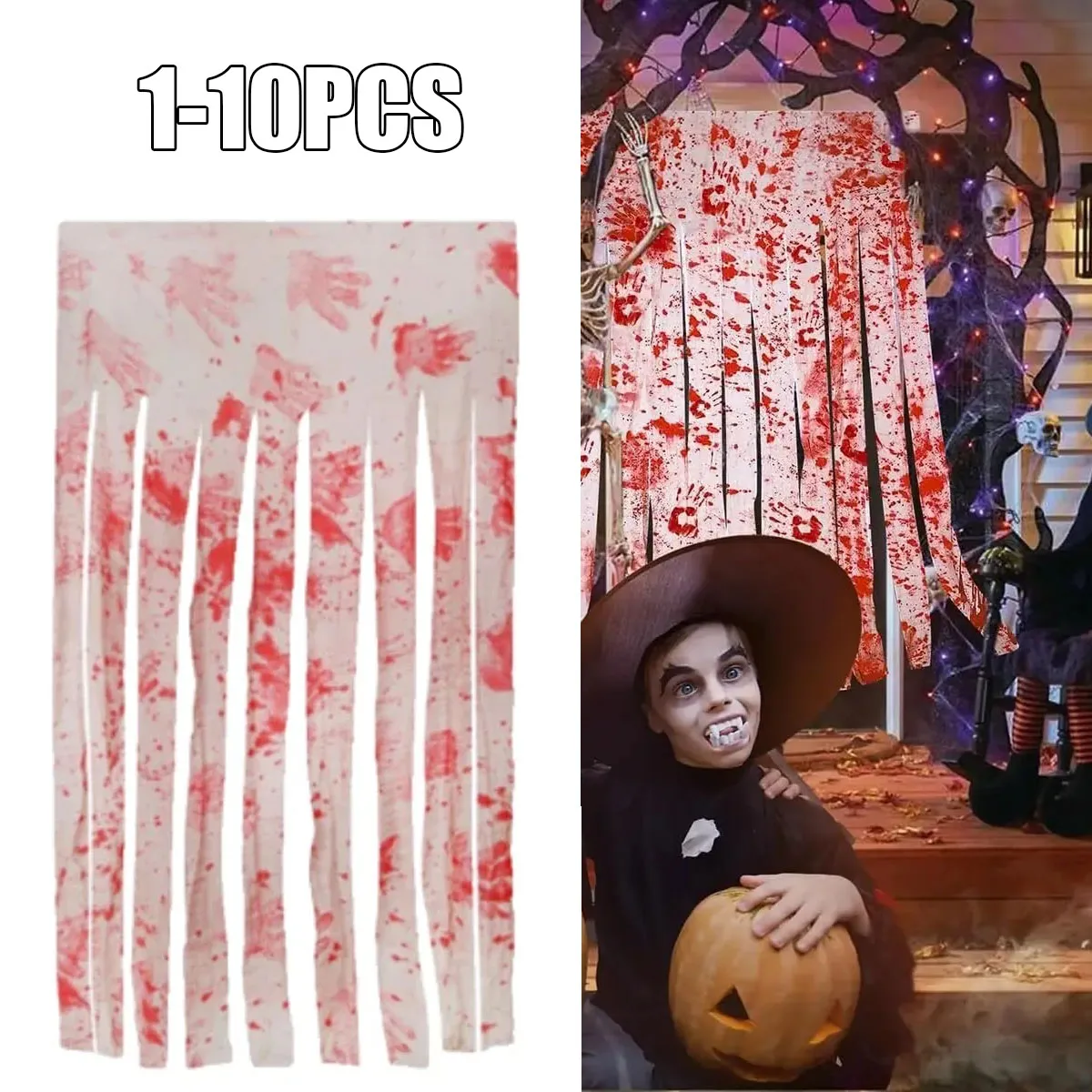 

1-10 шт. Хэллоуин кровавый отпечаток руки марля реалистичный кровавый отпечаток руки Хэллоуин дверная занавеска Декор для дверного проема для вечеринки