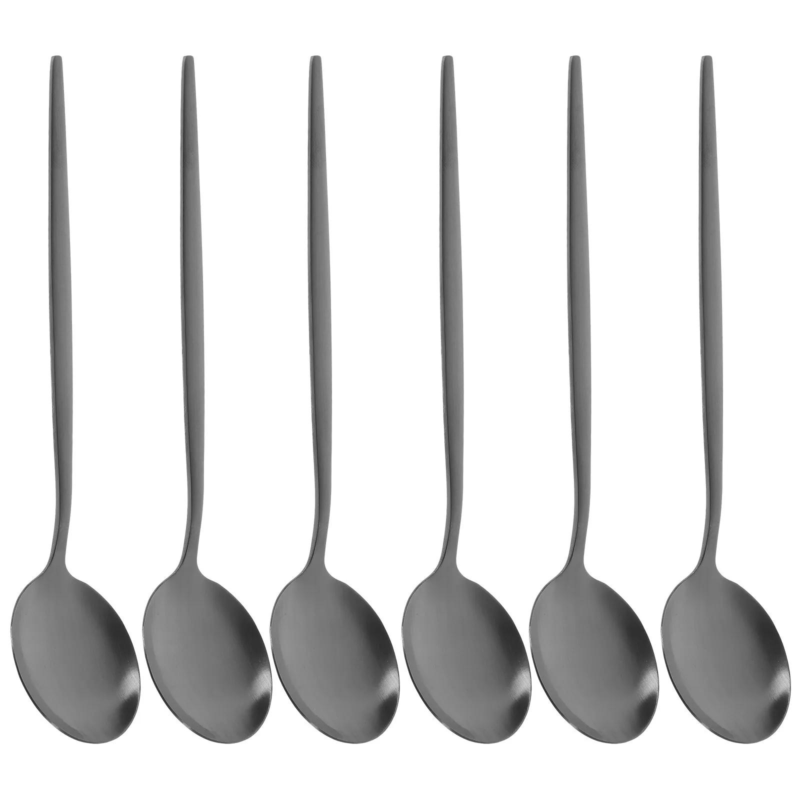 

6 pcs Dinner Home Kitchen Use Serving Black Spoon Metal Stainless Steel Metal Soup Serving Soup Spoons Spoons