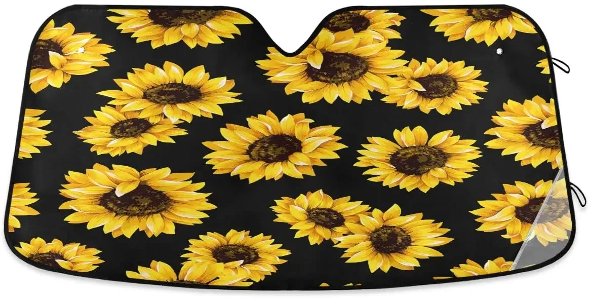 Car sunshade senya Car Windshield Sunshade Sunflower Black Pattern, Blocks Sun Visor Protector Foldable Sun ShieldSTYLE FOR CAR