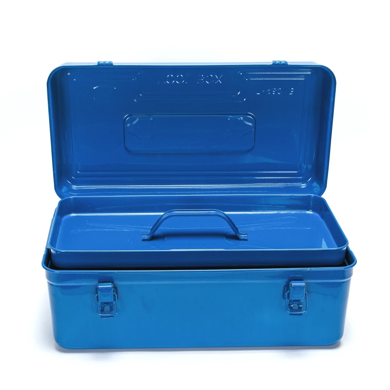 Imagem -06 - Multifuncional Metal Tool Box Azul Camadas Duplas Doméstico Eletricista Hardware Ferramentas de Manutenção