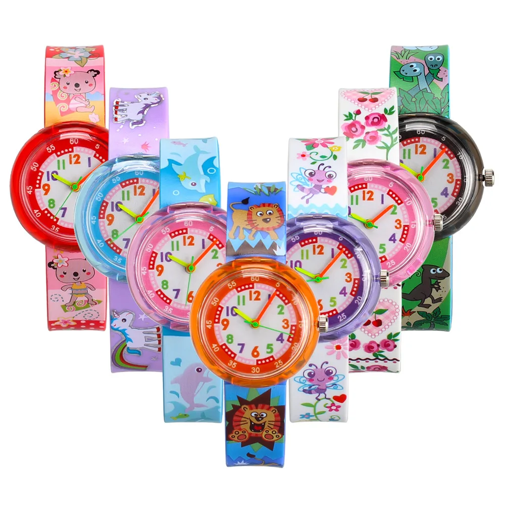 Relojes de cuarzo de dibujos animados para niños y niñas, relojes de animales lindos, moda informal, abeja, flor, reloj para estudiantes