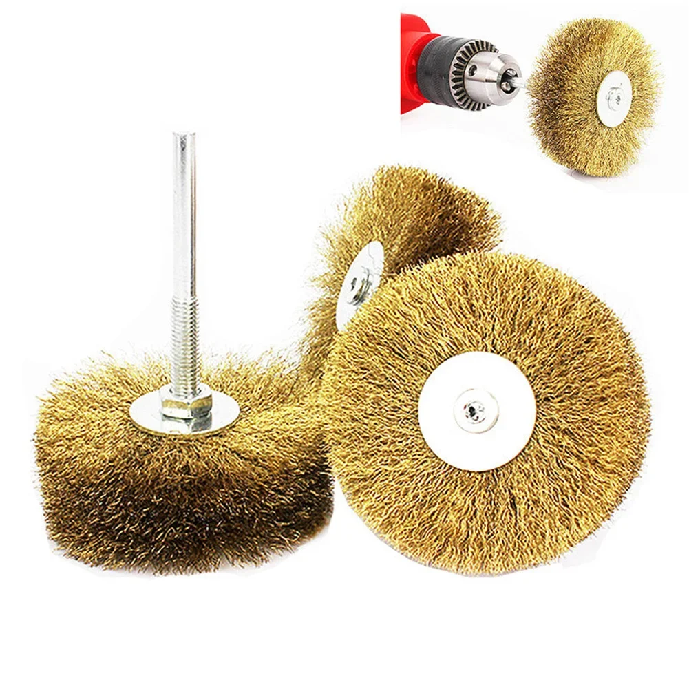 90mm Polishing Wheel Steel Copper Wire Brush 6mm Shank For Drill Rotary Tools For Wood Carving Disc Jewelry Furniture Polishing