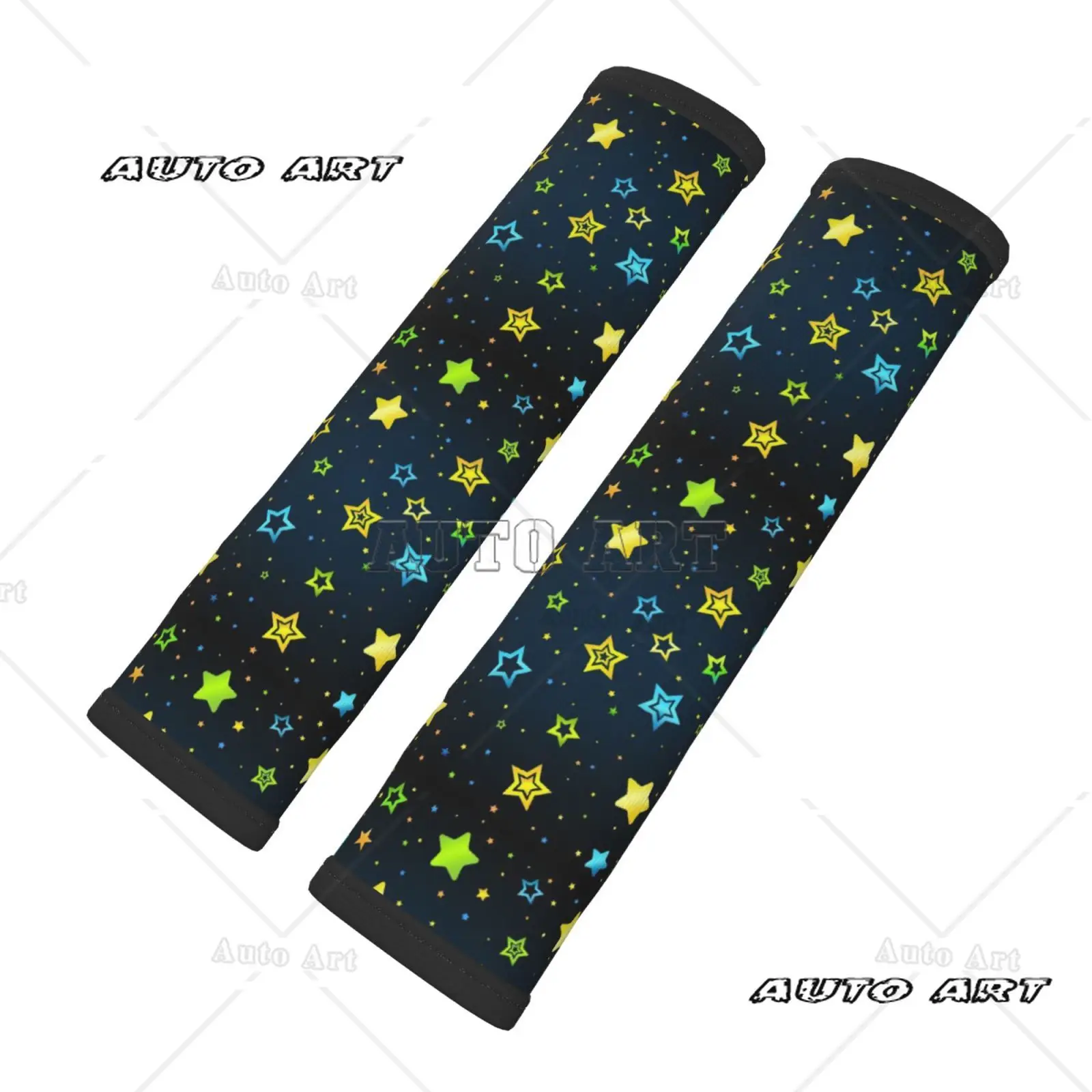 2-piece Set of Colorful Star Patterned Car Seat Belt Covers Shoulder Protectors Comfortable and Anti Pinch Neck Car Accessories