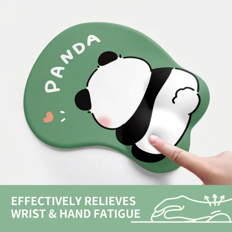 Cute Panda Keyboard Wrist Rest Pad Mouse Pad Support Soft Silicone Ergonomic Wrist Cushion for Office Gaming Desktop Women Gift