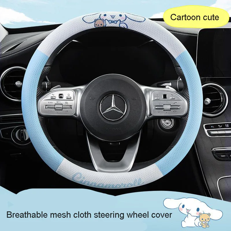 

Cartoon Cinnamoroll Summer Car Steering Wheel Cover Decoration Anime Cute My Melody Breathable Grips Anti-Slip Handlebar Cover