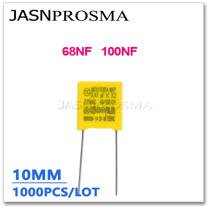 JASNPROSMA X2 275VAC 68NF 100NF Pitch 10mm 1000PCS 0.068UF 0.1UF 683 104 10% K Safety Capacitor MKP