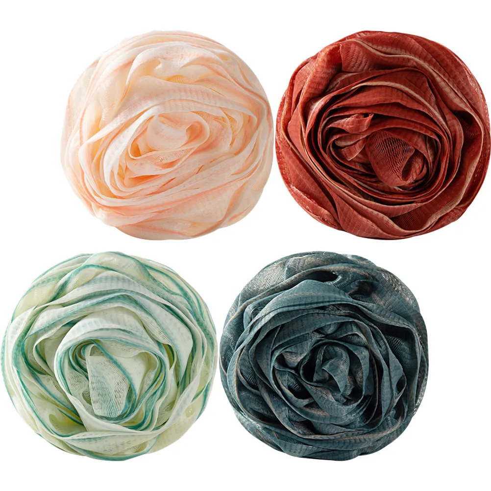 

Набор из 4 шт. многоразовых сетчатых мочалок-шаров для душа с ремешком для очищения тела и отшелушивания, для женщин и мужчин, для гладкой кожи