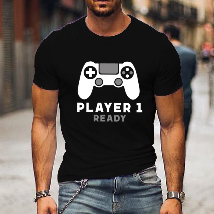 Player 1/2 Ready Player 3 Loading Print T-Shirt Couple Summer Funny Maternity Matching T Shirts Pregnancy Announcement Outfits