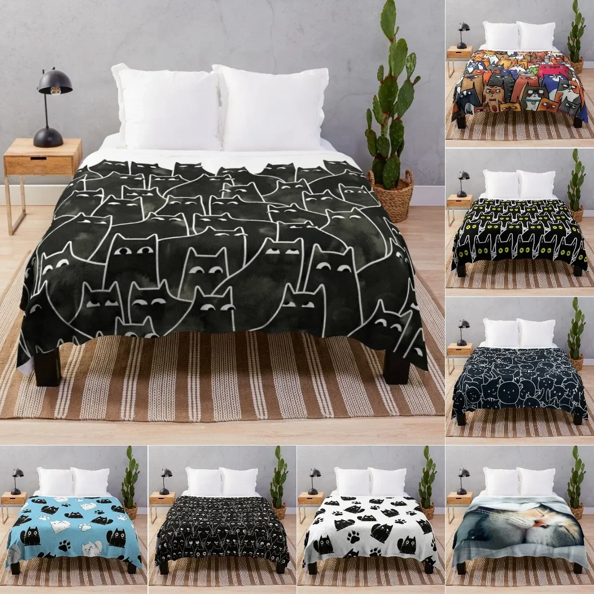 

Suspicious Cats Blanket for Girls Women, Lightweight Soft Fleece Flannel Throw Blanket for Cat Lovers Sofa Couch Living Room