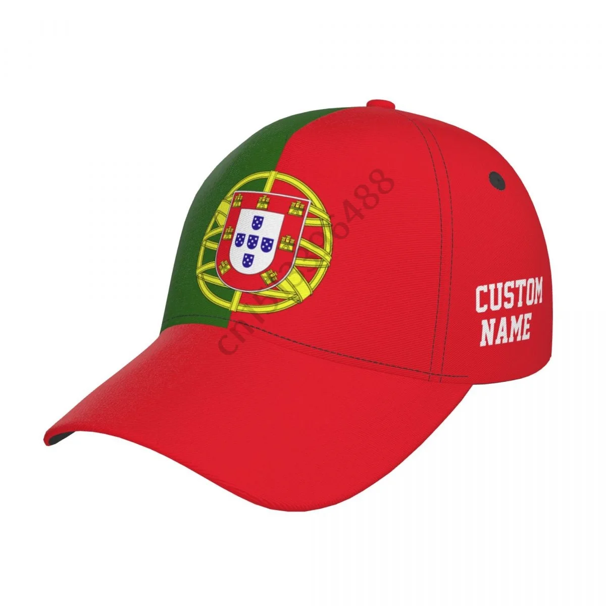 Portugal Flag Custom Name Number Soccer Hats Sun Baseball Cap Breathable Adjustable Men Women Outdoor Fishing Hat