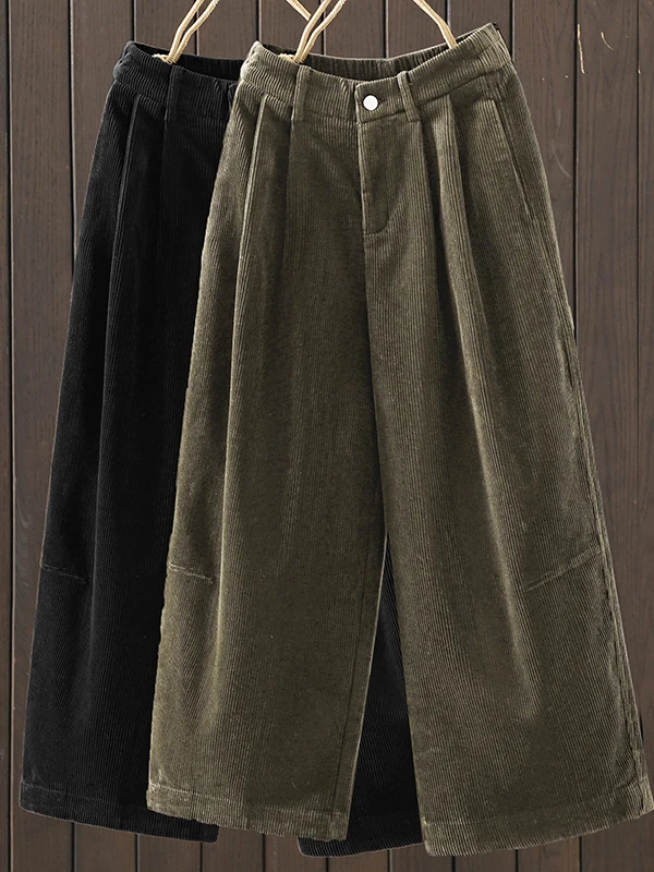 

Ретро-штаны свободного кроя из вельвета с широкими штанинами, больших размеров, повседневные, облегающие, утягивающие, длиной до щиколотки, женские, с высокой талией, прямые.