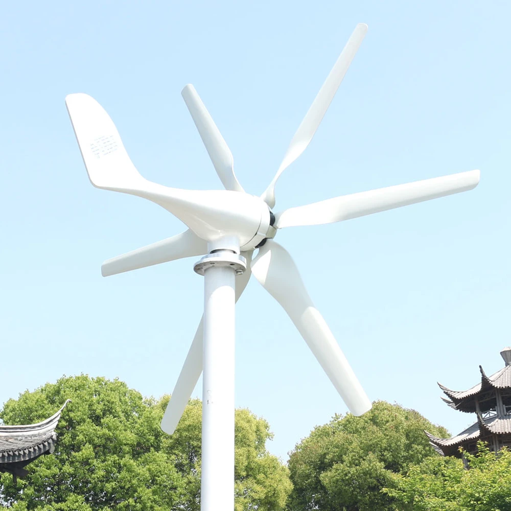 2KW Wind Energy Turbine 12V 24V 48V 2000W Home Wind Power Generator 6 Blades Free MPPT Controller Regulator Battery Charger