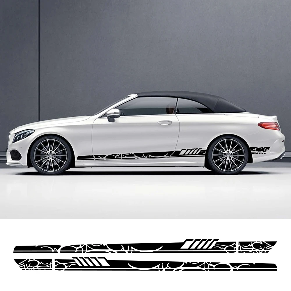 

Наклейки на боковую юбку автомобиля для BMW, Ford, Nissan, Kia, VW, Lada, Audi, спортивные полосы, графическая виниловая пленка, наклейки, аксессуары для автотюнинга