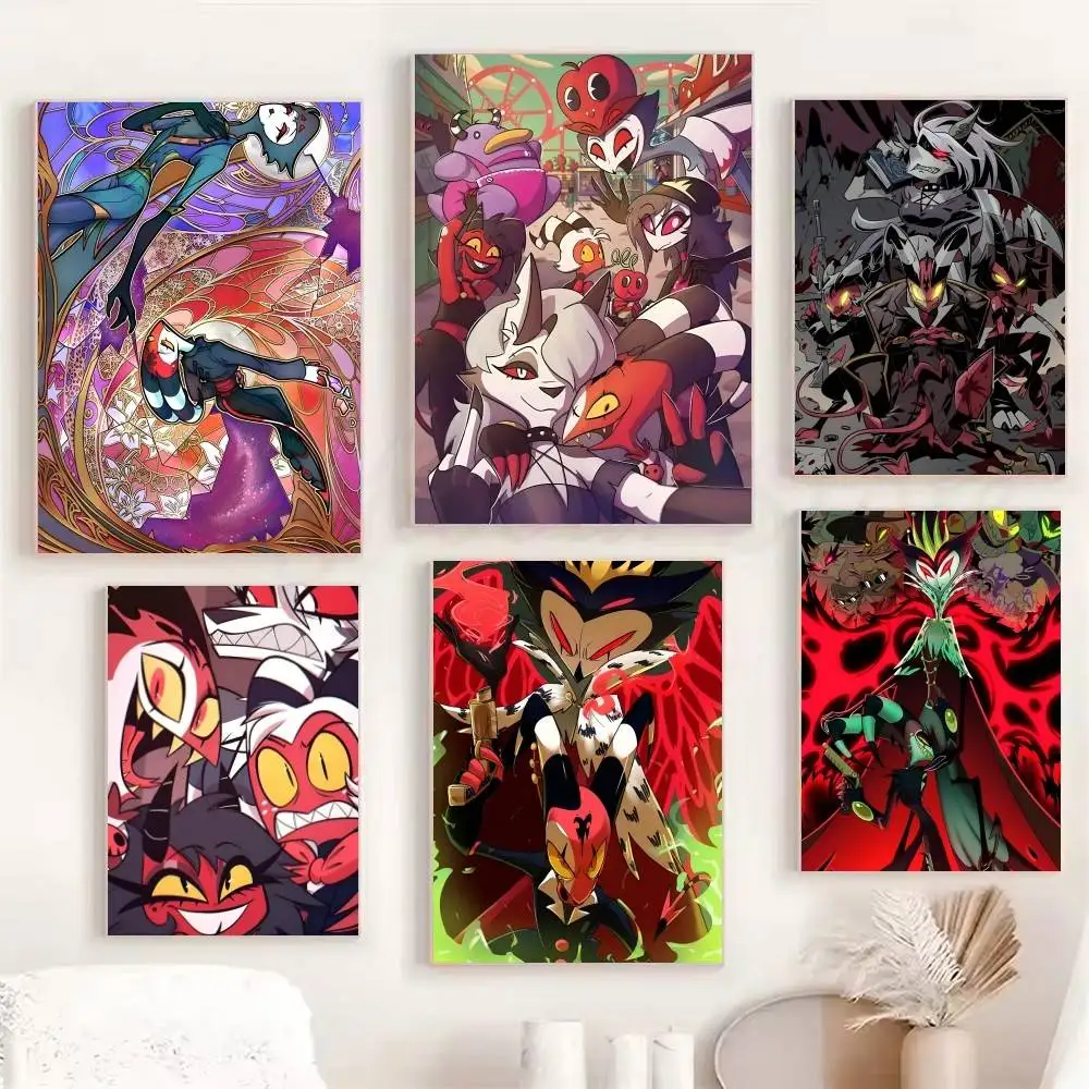 Hot Classic Anime H-Helluva B-Boss Manga Posters Fancy Wall Sticker for Living Room Bar Decoration Wall Decor