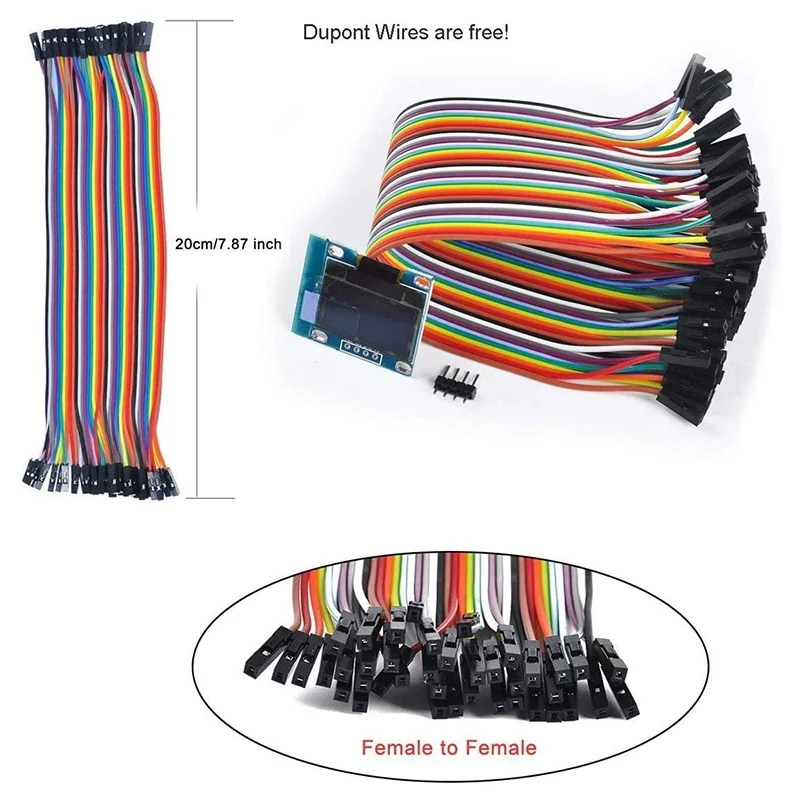 I2C OLED Display 0.96 Inch IIC Serial LCD LED Module SSD1306 128 64 For Arduino With 40 Pcs Dupont Wire