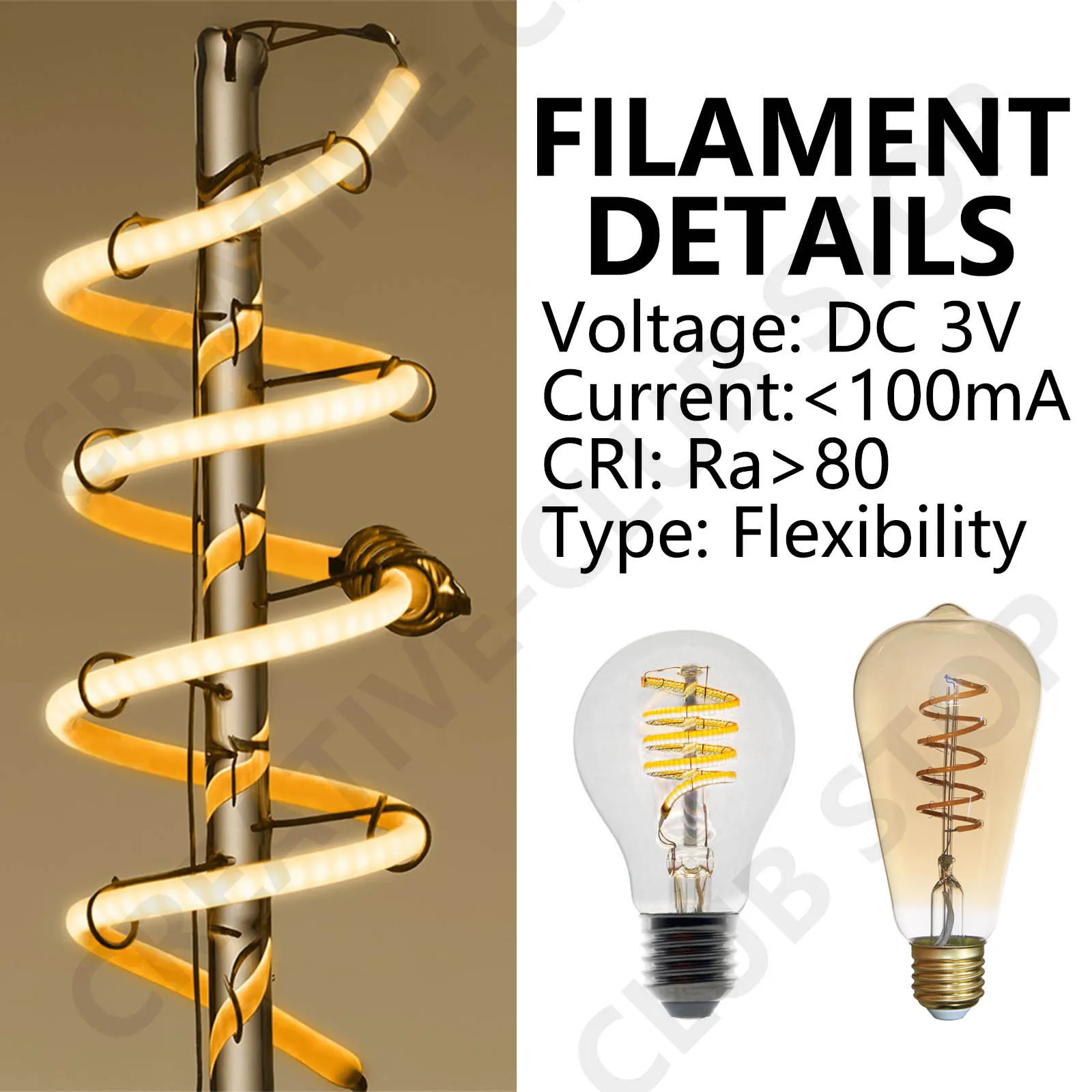 Imagem -06 - Flexível Led Filamento Lâmpada Peças Led Diodos Retro Edison Bulb Dc3v 38 mm 60 mm 80 mm 130 mm 145 mm 185 mm 260 mm 300 mm Pcs