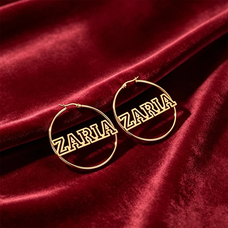 Custom Hollow Name Women Earrings Personalized Customized 24K Gold Name Earrings Stainless Steel Women's Jewelry Girlfriend Gift