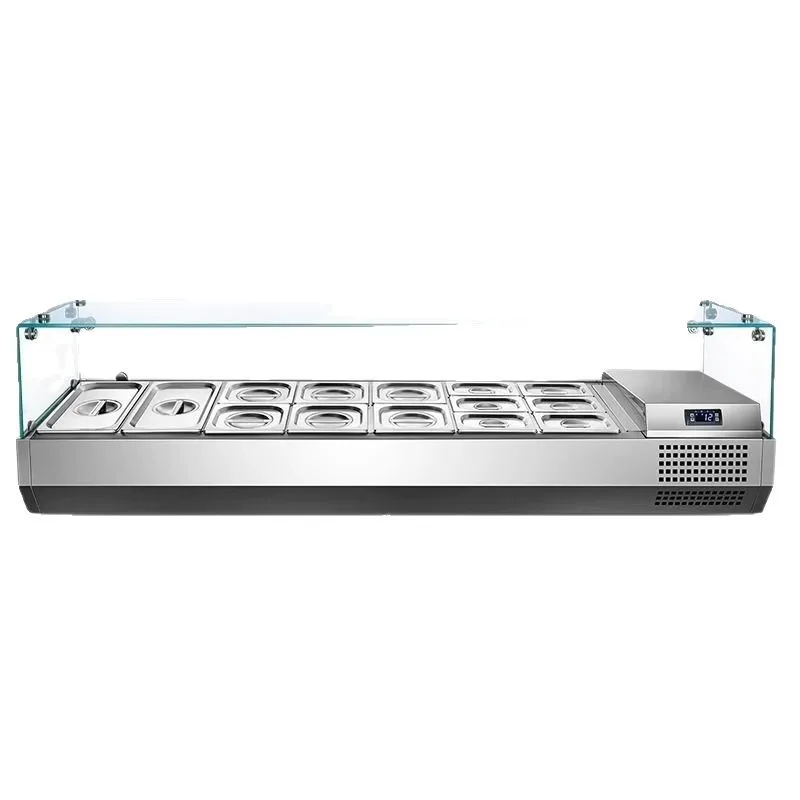 

Desktop display cabinet Commercial refrigerated salad counter Dessert a la carte glass freezer