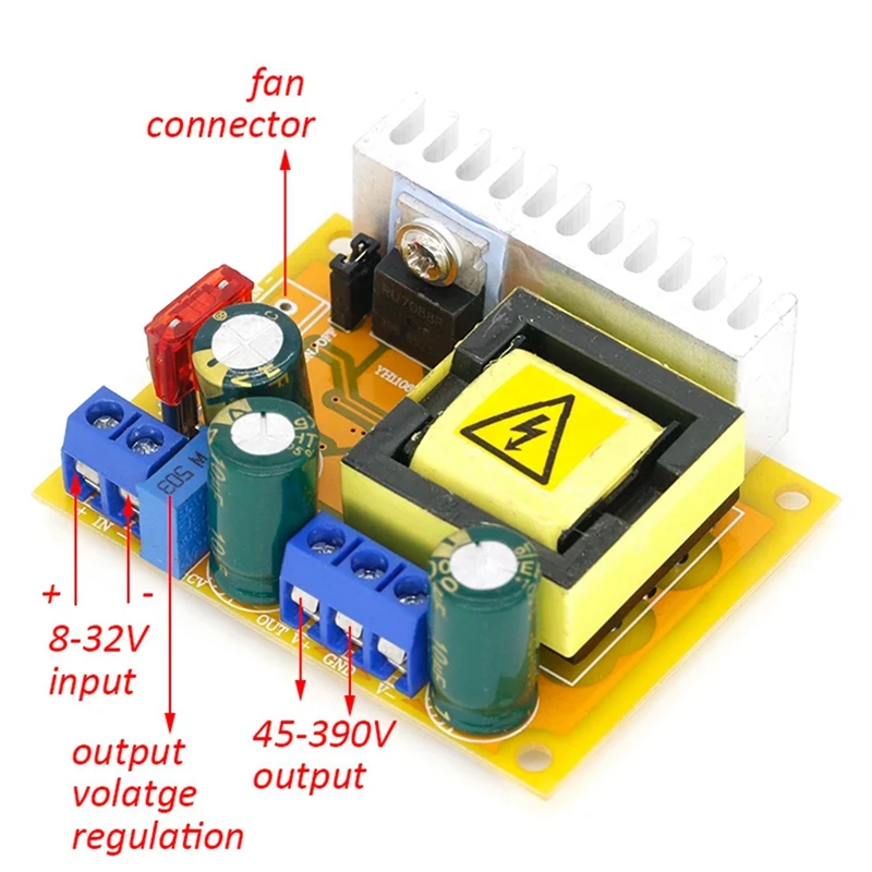 2X 8-32V To 45-390V DC-DC Boost Converter Step Up Power Supply Module High Voltage ZVS Capacitor Charging Board(Dual)