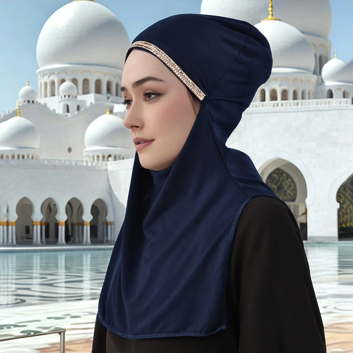 

Muslim Women Diamonds Headscarf Jersey Scarf Turban Islam Head Wrap Pull On Ready Made To Wear Headwear Amira Niqab Nikab Veil