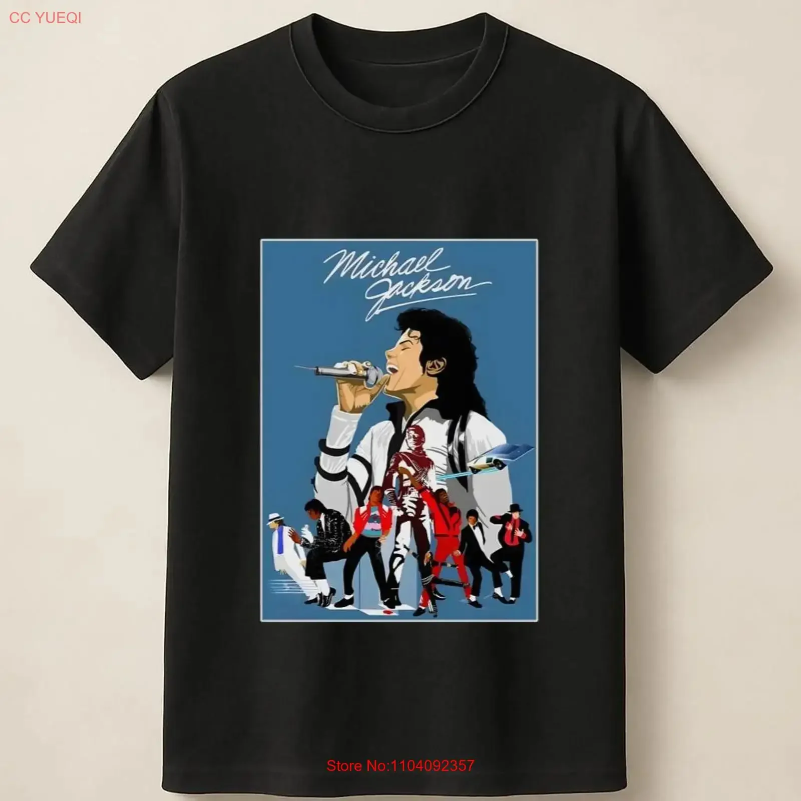 Michael Jackson Animated Singing Scene with Multiple Outfits T Shirt vintage Washed homme Top For Everyday Wear Unisex Slightly