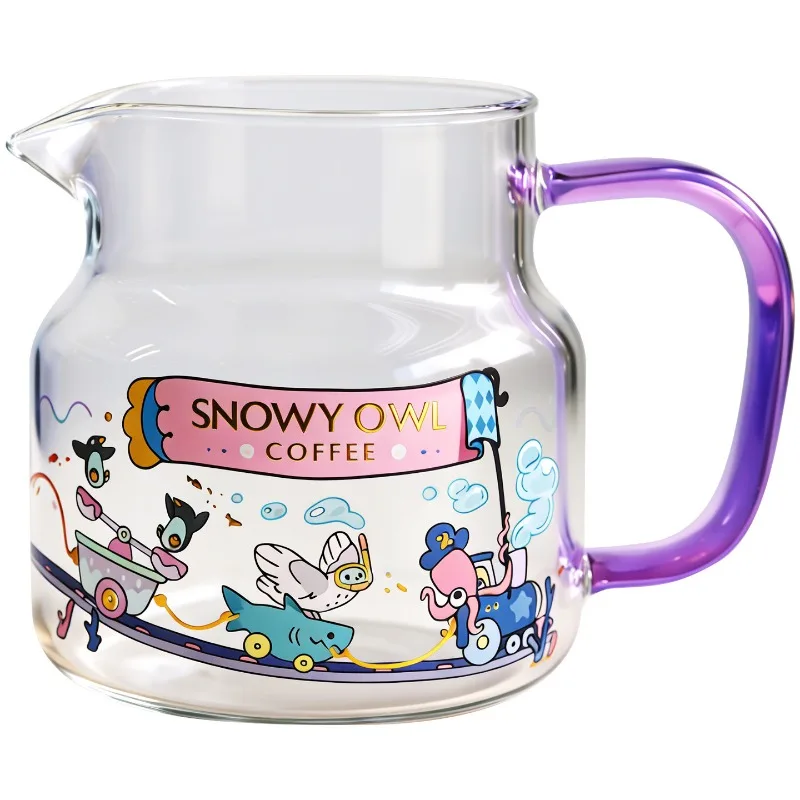 SnowAung 550ml Heat Resistant Glass Coffee Server Cute Cartoon Pour Over Dripper Filter Cup Coffee Pot Set view 2