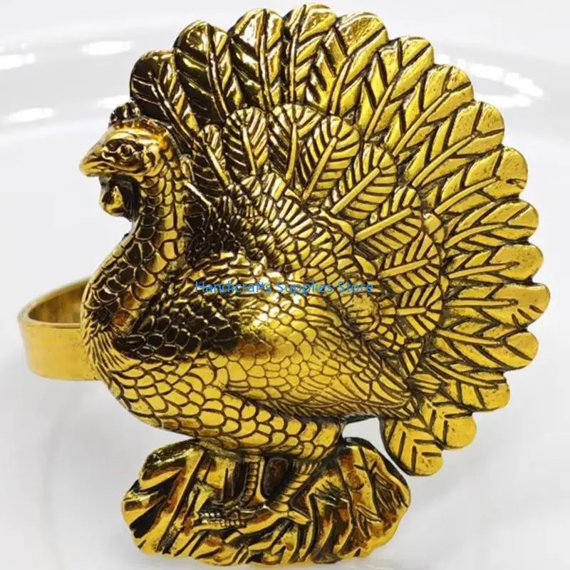 R1WA 12pcs Elegant Metal Turkey Napkins Holders For Thanksgiving Dinner Party And Seasonal Table Arrangements