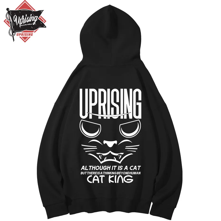 UPRISING Hoodies, Sweatshirts Hip Hop Men Japanese The Middle Finger Cats  Harajuku Tshirt Casual   RIP Tops  DIP