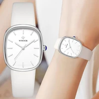 WWOOR-Reloj de pulsera de cuarzo para mujer, accesorio sencillo de cuero, resistente al agua, color blanco, nuevo