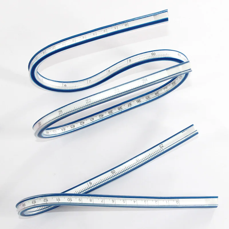 1pcs Flexible Curve Ruler Drafting Drawing Tool Serpentine Plastic School office supplies 30cm 40 50 60cm