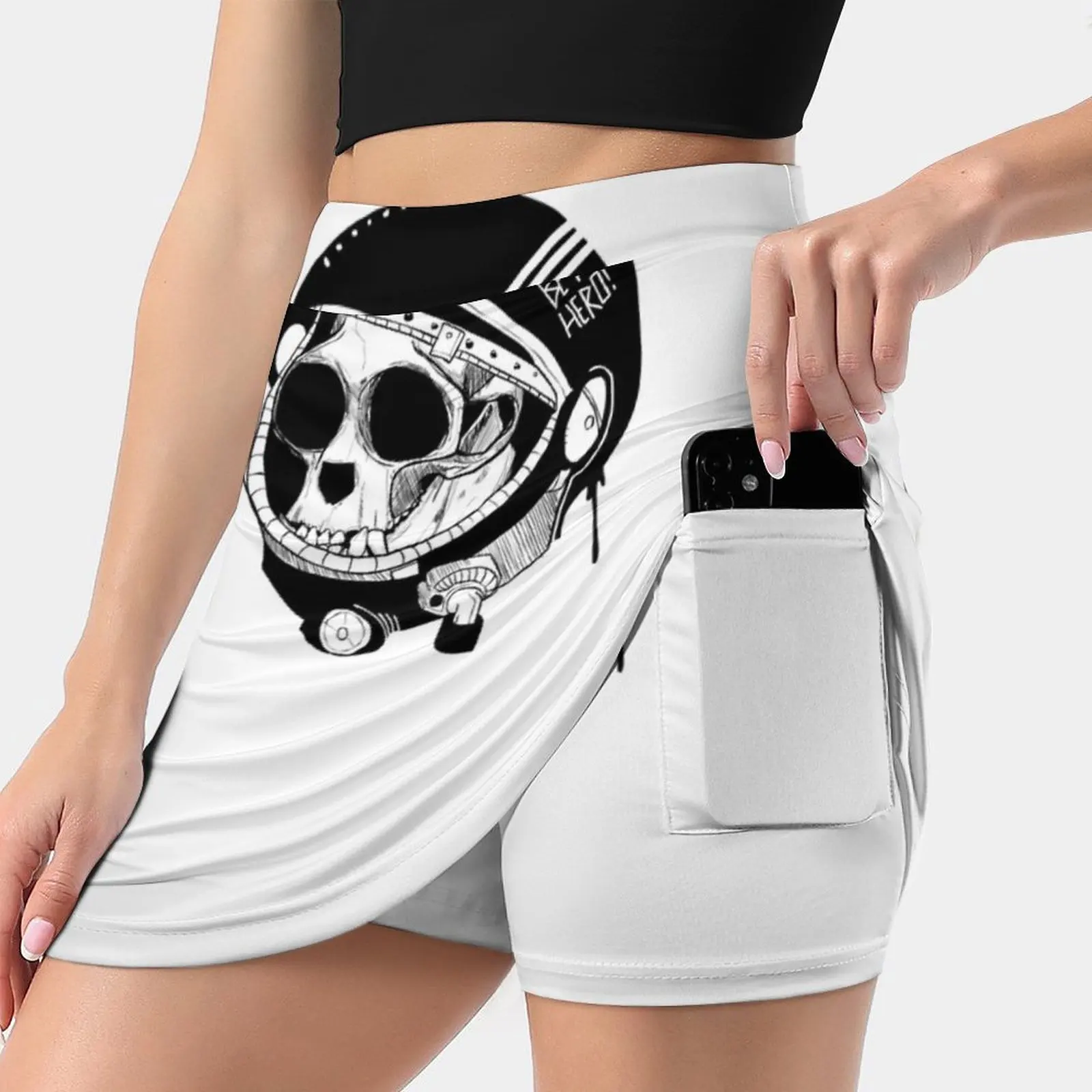 

Be A Hero !-Black - Women's skirt Y2K Summer Clothes 2022 Kpop Style Trouser Skirt With Pocket Skull Monkey Hero Bones Space