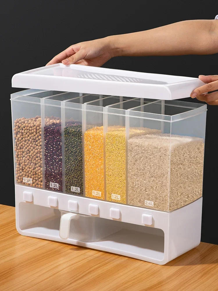 Rice barrel household cereal separate storage box classification frame moisture-proof insect-proof sealed flour storage tank ric