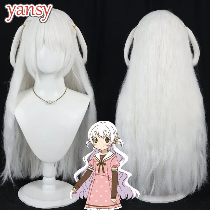 Yansywig Synthetic Hair Momoe Nagisa Cosplay Wigs Puella Magi Madoka Magica Momoe Nagisa 80cm Long White Wig Heat Resistant