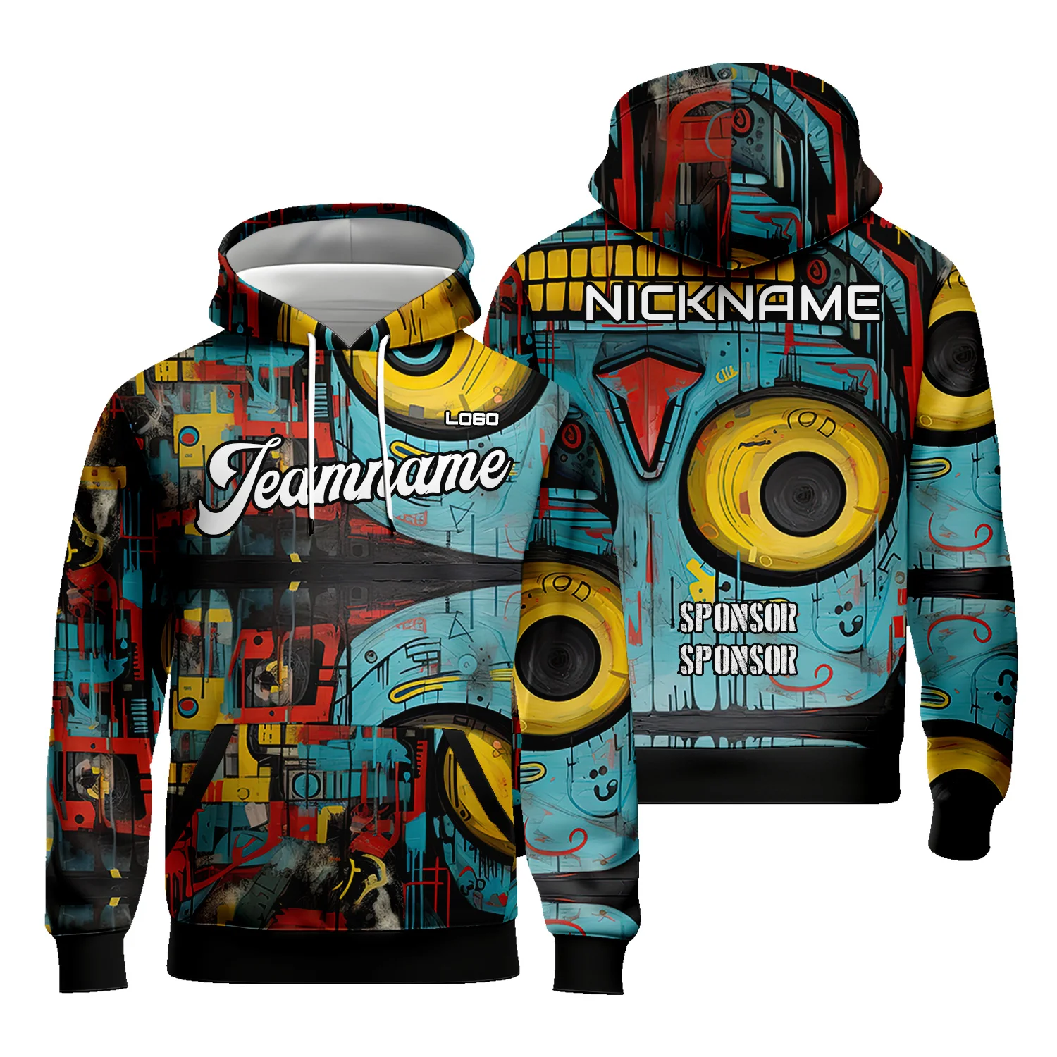 Custom Unisex Novelty Graphic Cartoon Hoodies Sublimation Pullover Sweatshirt Christmas