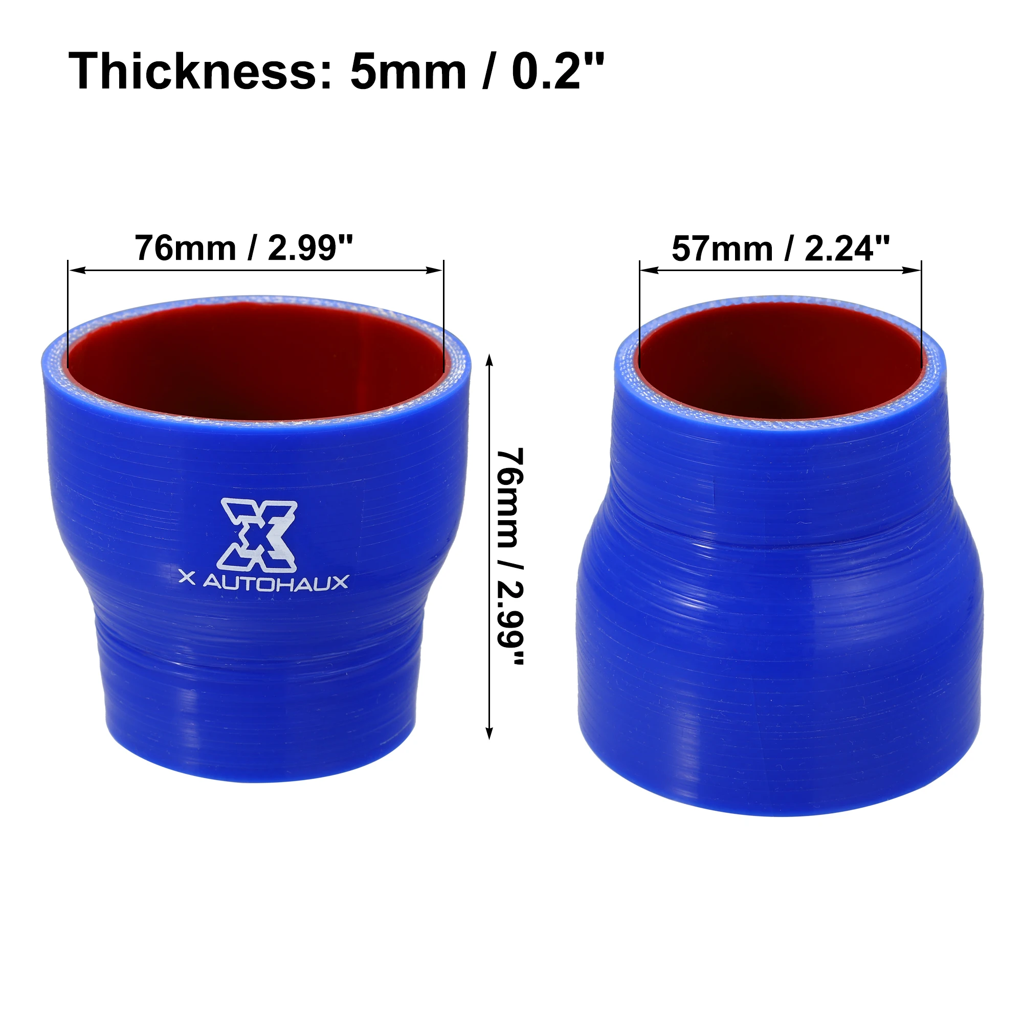 UXCELL 45–76 mm 45–63 mm 45–70 mm 45–57 mm 60–76 mm 70–76 mm Innendurchmesser Silikonschlauchkupplung Ladeluftkühlerrohr für Auto 76 mm