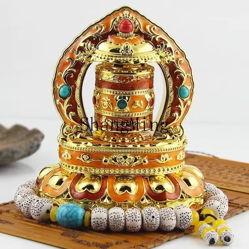 

CL Alloy Solar Energy Car Prayer Wheel Decoration with Mat, Bless and Protect Peace Buddha Ornament, Buddhism Item