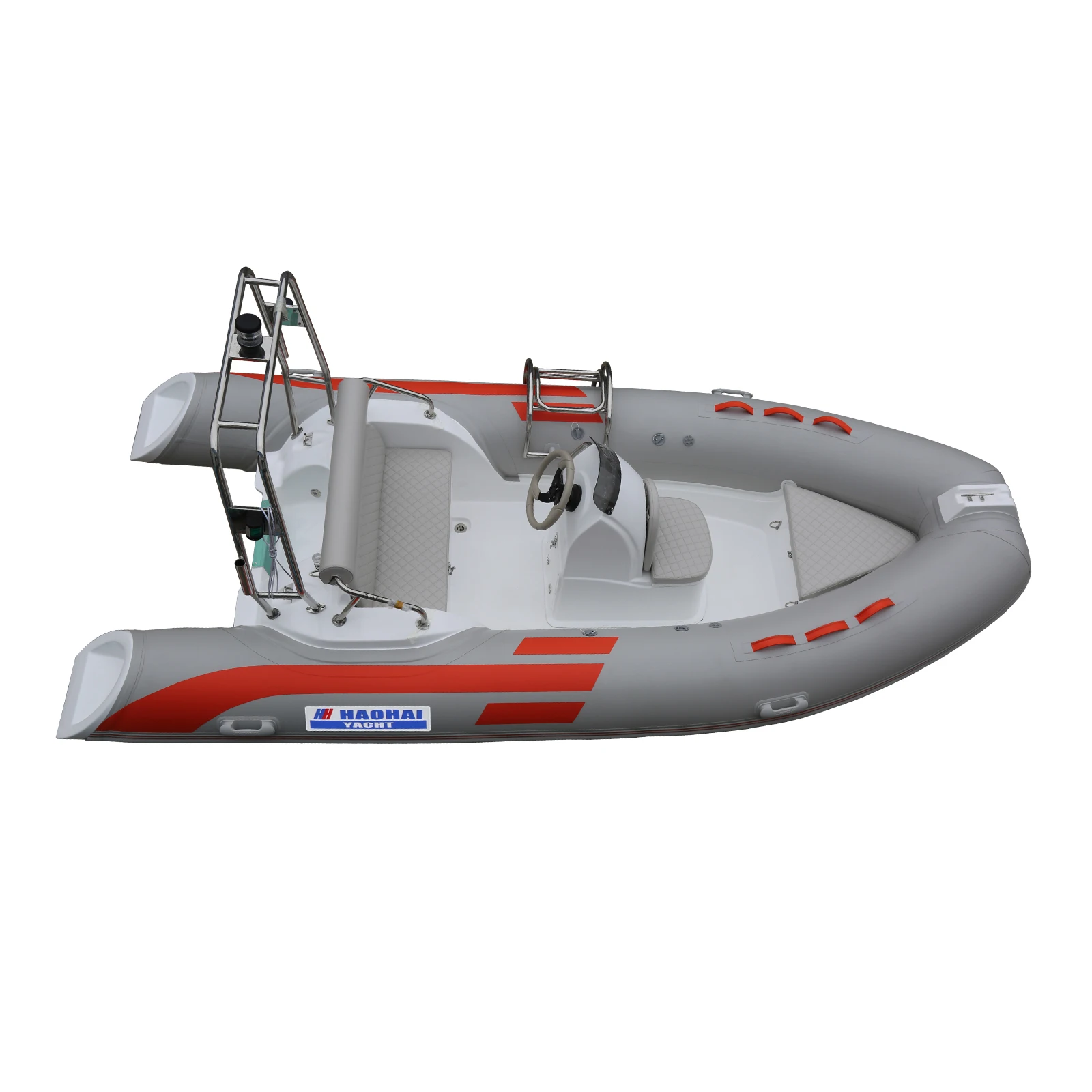 CE Certified 430cm Rib Inflatable Fiberglass Electric Stable High-Speed Fishing Rowing Boat 1.2mm PVC Hypalon Engine Rescue