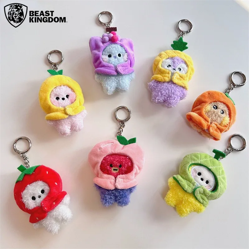 BEAST KINGDOM BT21 Fruit Head Cover Series Plush Pendant Cute Cartoon Bag Pendant Anime Plush Keychain Accessories Birthday Gift