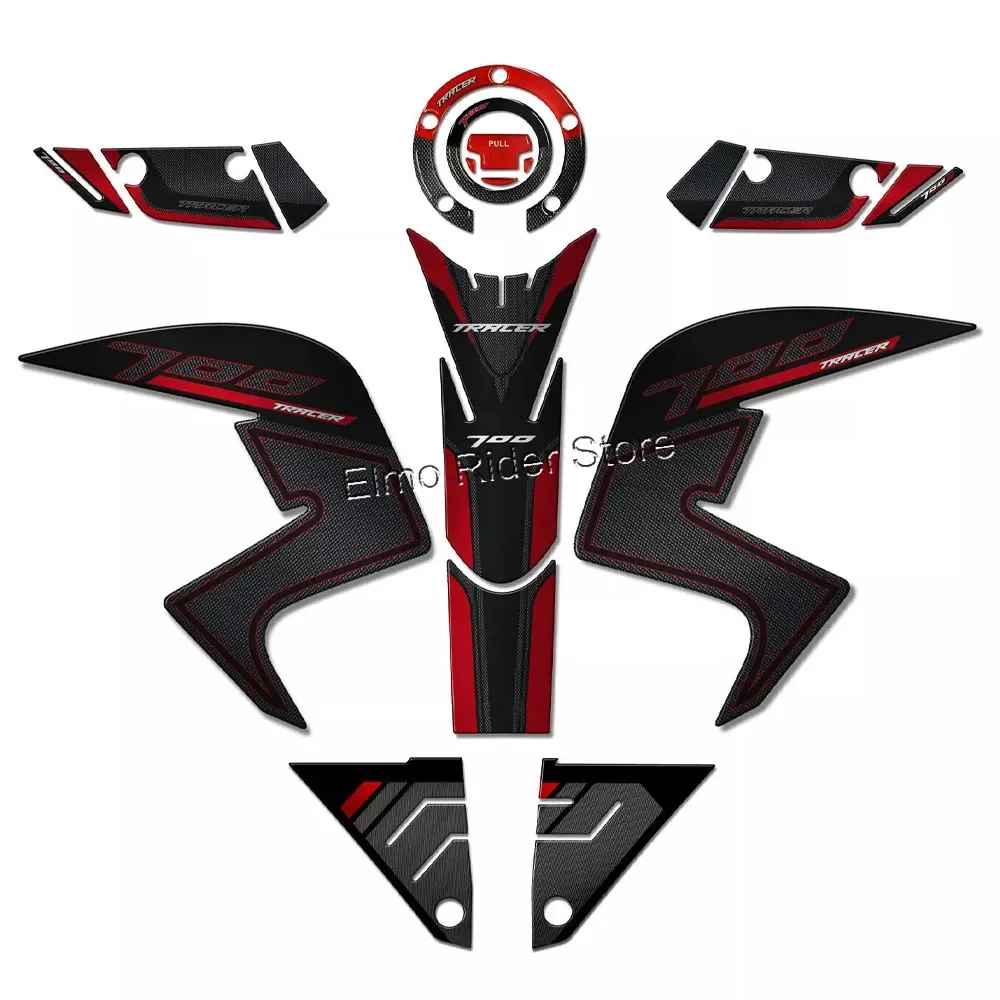 For Yamaha Tracer 700 2016-2019 Red 3D Gel Resin Sticker Fuel Tank Protection Tracer 700 Accessories Sticker