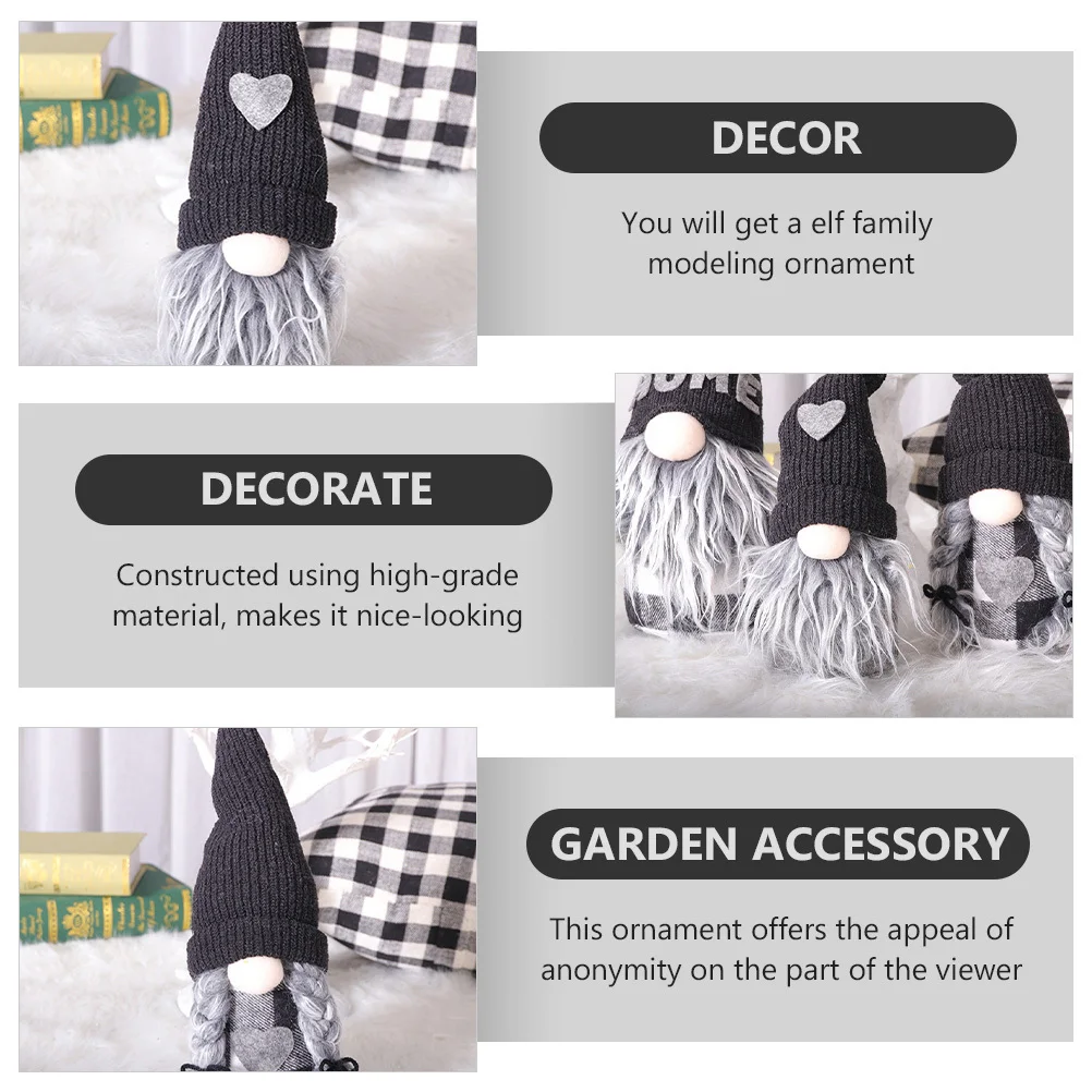 

3Pcs Family Gnome Decorations Cloth Craft Desktop Scene Decor Bedroom Ornament Xmas Tabletop Accessory Home Art Craft Indoor