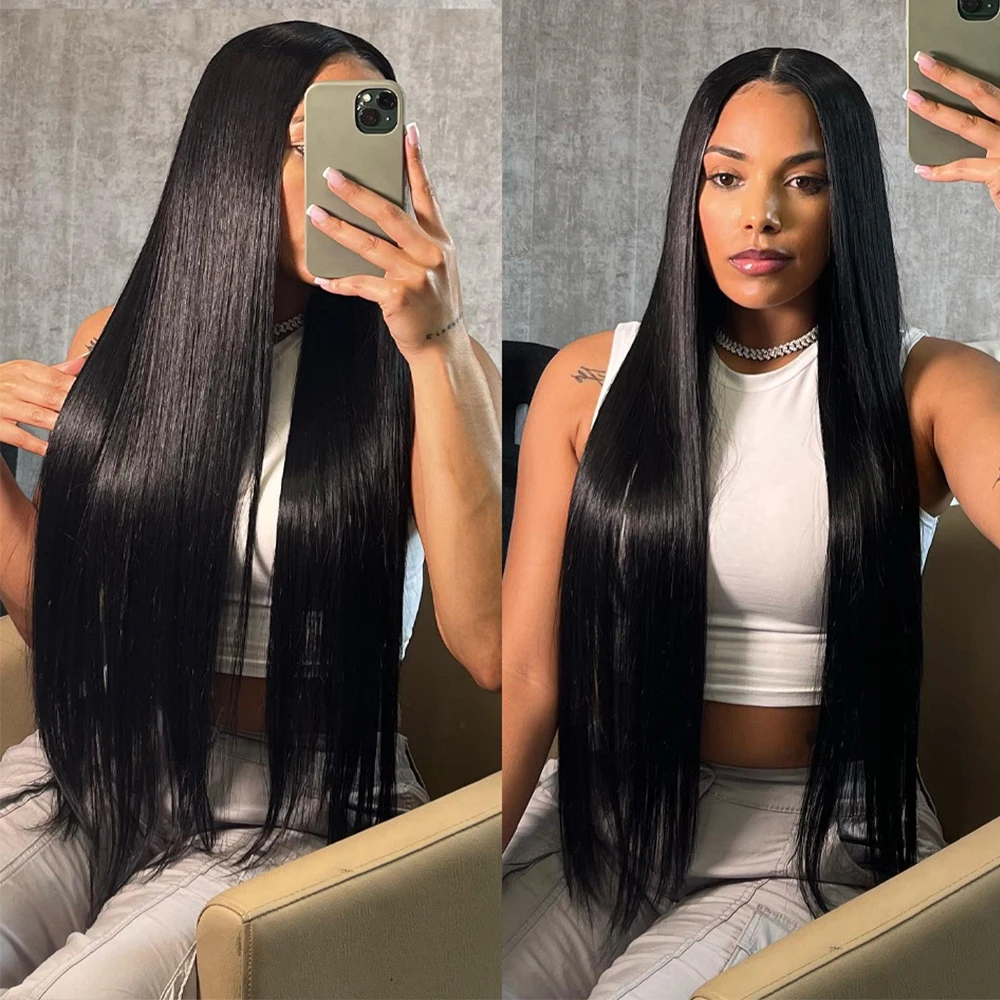 

Brazilian 13x6 30 Inch Straight Transparent Lace Frontal Wigs 220 Density Bone Straight Lace Front Human Hair Wig For Women